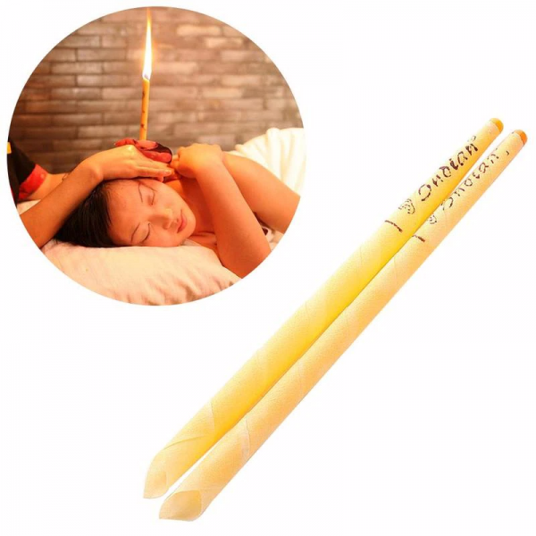 Set 2 lumanari terapeutice pentru urechi, din ceara naturala, cu ulei esential de bergamota (cod R193L)