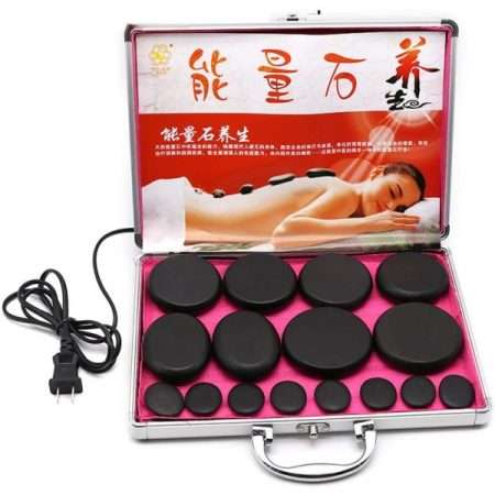 Set 16 pietre vulcanice cu incalzitor tip servieta (cod E41L)