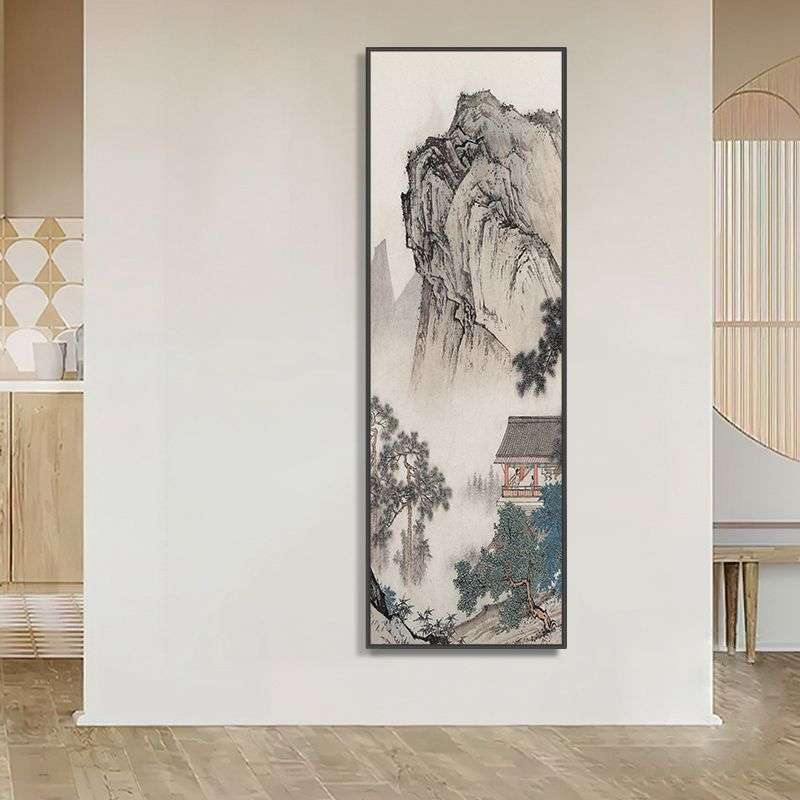 Tablou decorativ cu oglinda si pictura – sticla portelanata, sistem pull-push, dreapta, 60 x 160 cm (cod B120L)