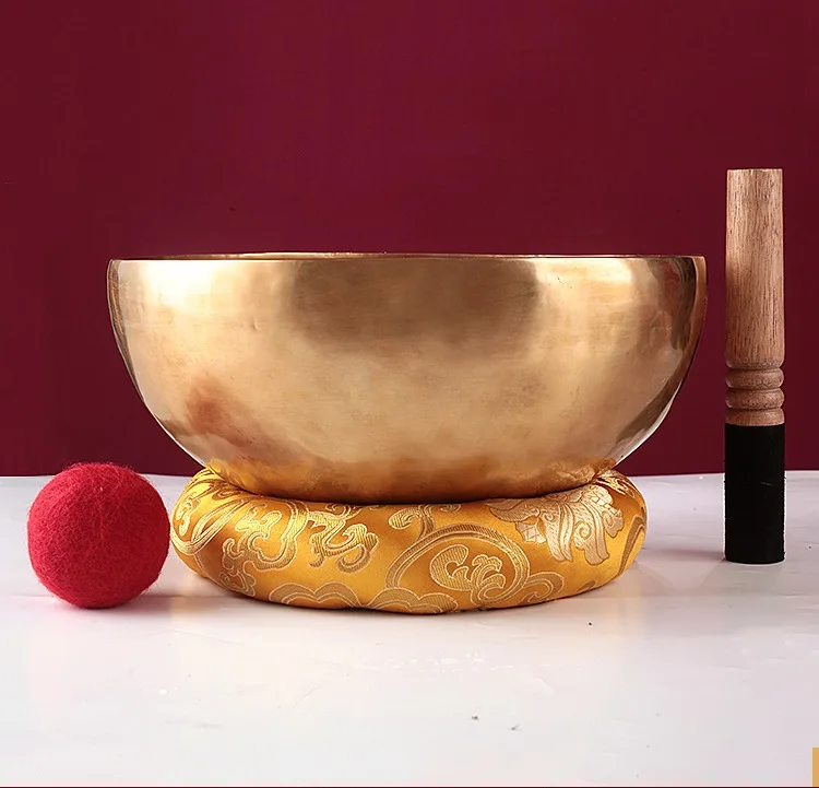 Bol Cantator Tibetan 16 cm – Terapeutic, 7 metale, handmade Nepal, meditație, mindfulness, Bat & Suport matase (cod F67L)