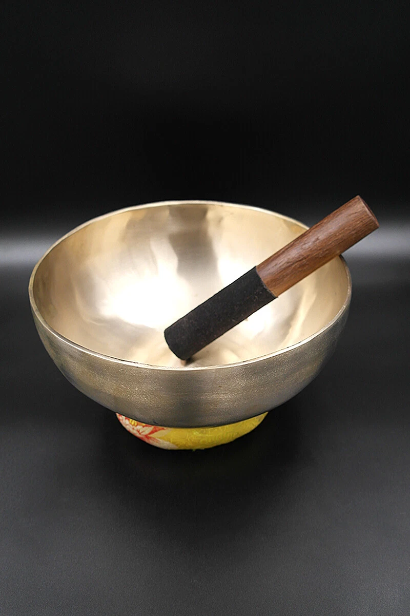 Bol Cantator Tibetan 18 cm – Terapeutic, 7 metale, handmade Nepal, meditație, mindfulness, Bat & Suport matase (cod F34L)